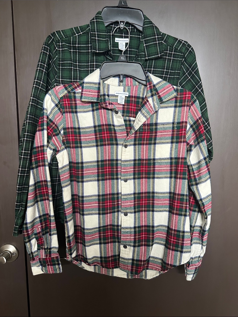 Amazon Essentials Boys Long Sleeve Flannel Button Down Shirts - Bundle of 2